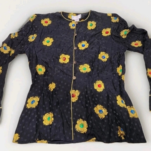 Adrianna Papell Tops - Adrianna Papell Beaded Silk Top 80s 90s Rare Vintage Blouse